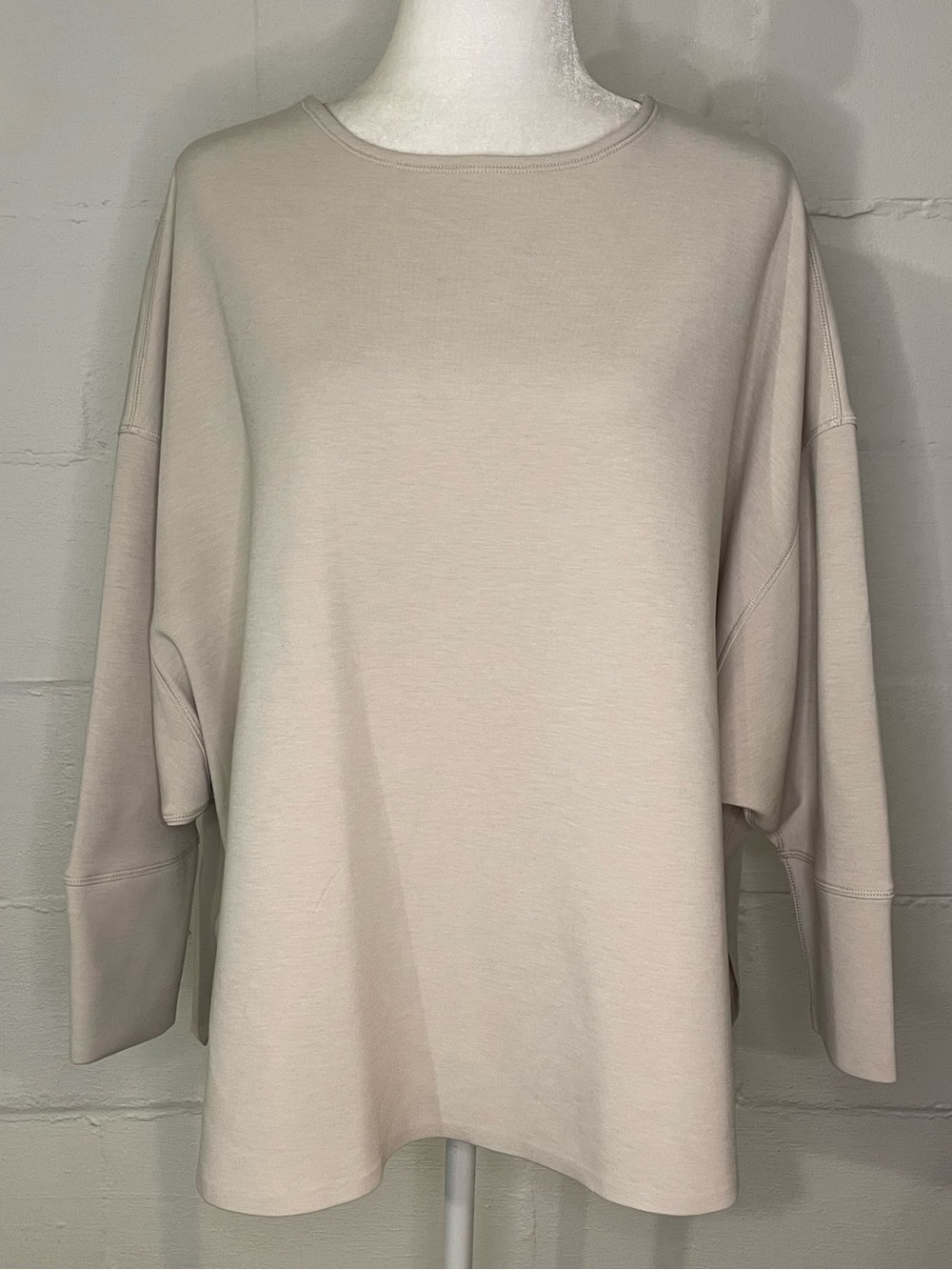 RHONE Relaxed Boxy Crewneck Sweatshirt in Light Beige
